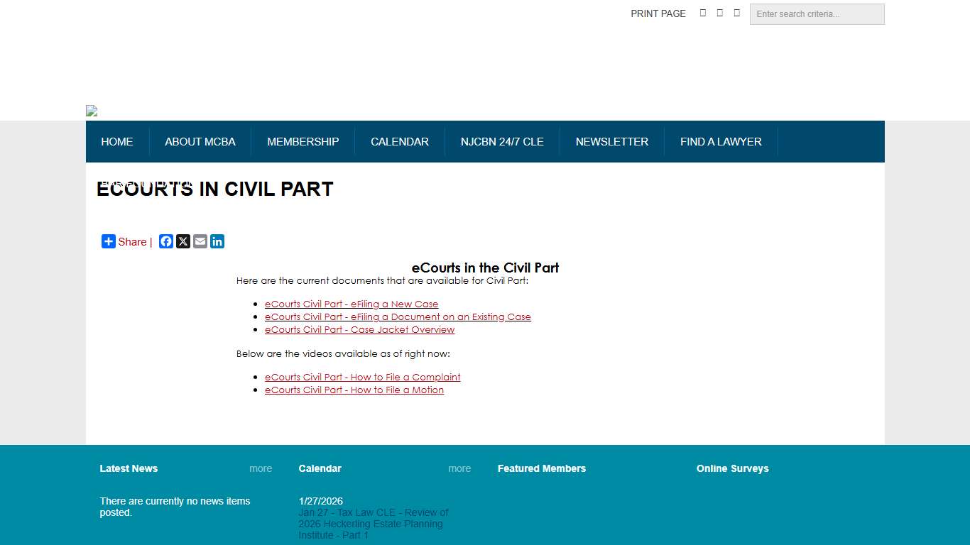 eCourts in Civil Part - Middlesex County Bar Association