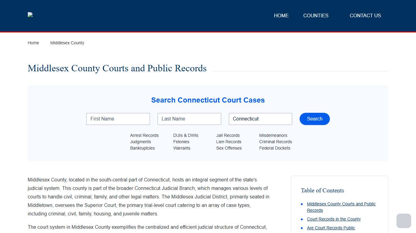 Middlesex County Records and Case Search