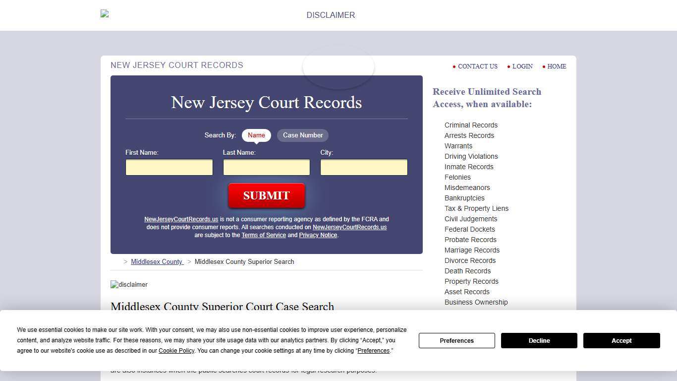 Middlesex County Superior Court Records | NewJerseyCourtRecords.us